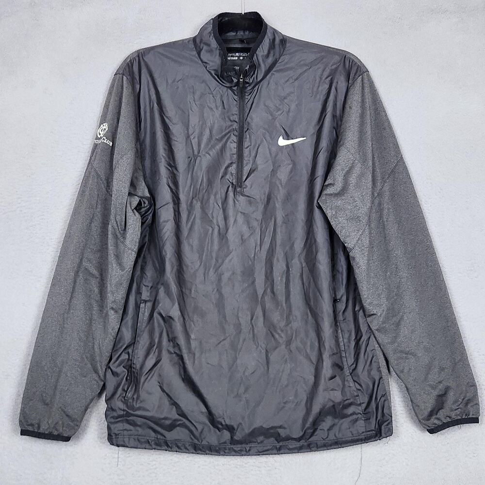 Nike Golf Jacket Mens Medium Gray 1/2 Zip Wisconsin Club Windbreaker 726405-110